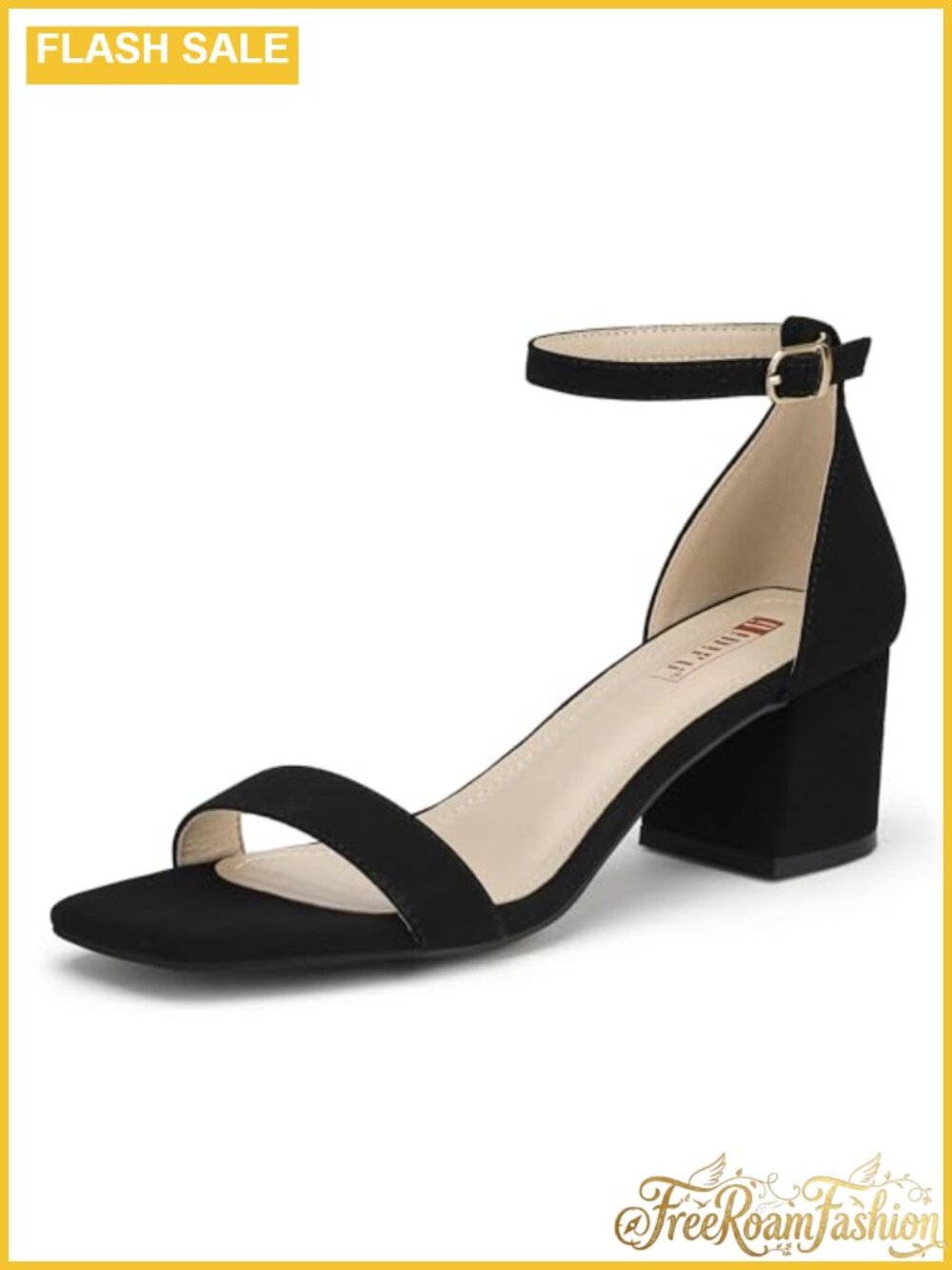 Women's Chunky Block Heel Square Toe Ankle Strap Dress Sandals